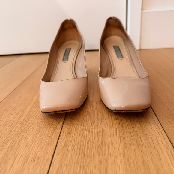 Prada - Square-Toed Beige Block Heel - Size 38 - Picture 9 of 11